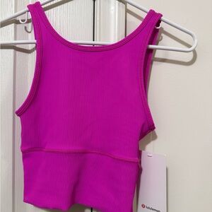 Lululemon Athletica Pink Fitted Crop Tank Top